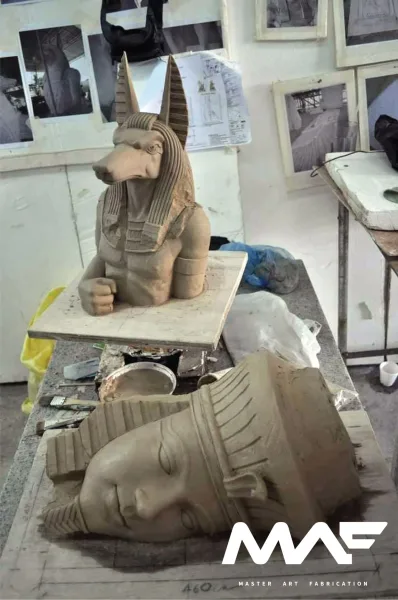 Crafting Anubis sculpture