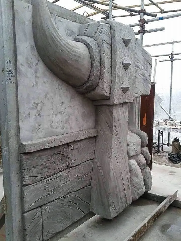Handcrafted Cement sand mixture art at theme park