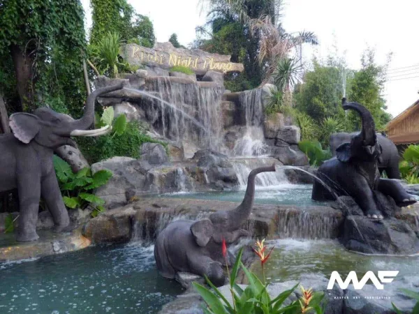 artificial waterfall featuring an elephant